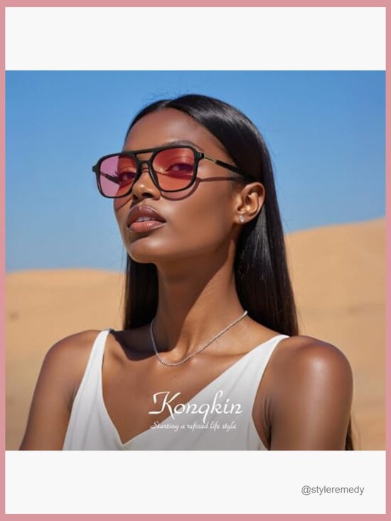 Polarized Retro Aviator Sunglasses with UV Protection main image 4